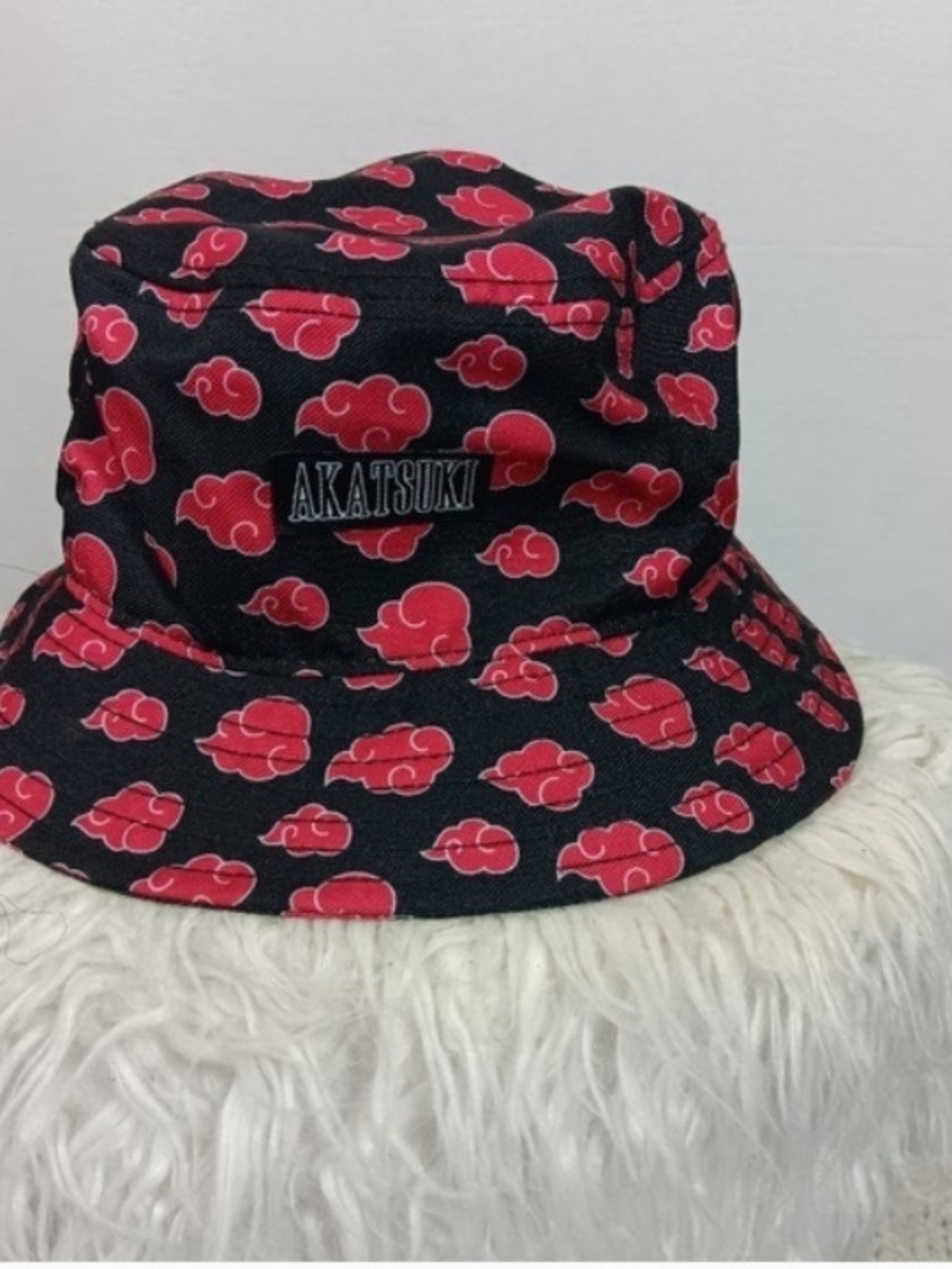 Naruto Shippuden Akatsuki Black & Red Cloud Print Bucket Hat